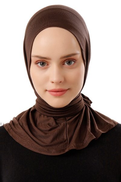 Sportif Plain - Hijab Pratique Viscose Marron