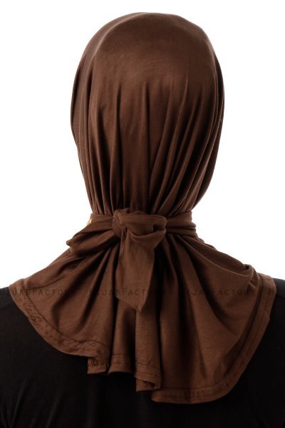 Sportif Plain - Hijab Pratique Viscose Marron