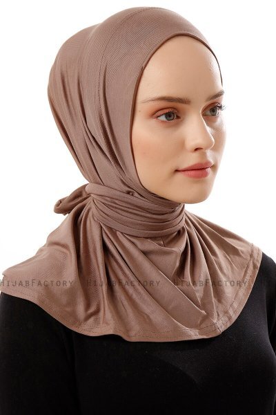 Sportif Plain - Hijab Pratique Viscose Taupe Foncé