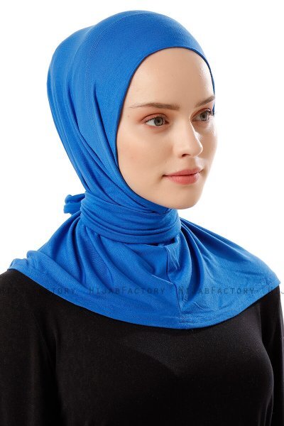 Sportif Plain - Hijab Pratique Viscose Bleu