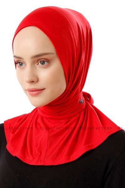 Sportif Plain - Hijab Pratique Viscose Rouge