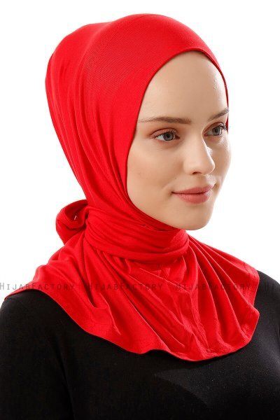 Sportif Plain - Hijab Pratique Viscose Rouge