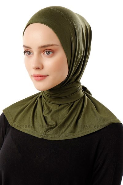 Sportif Plain - Hijab Pratique Viscose Kaki