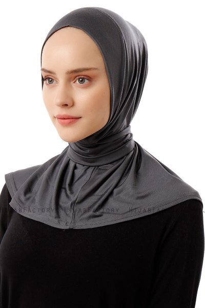 Sportif Plain - Hijab Pratique Viscose Gris Foncé