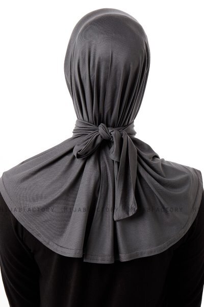 Sportif Plain - Hijab Pratique Viscose Gris Foncé