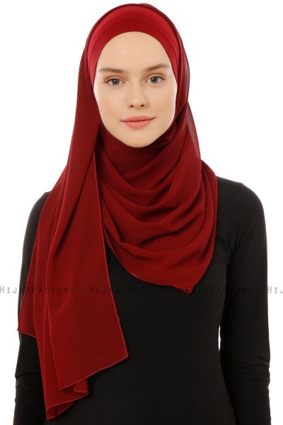 Alara Plain - Hijab Chiffon One Piece Bordeaux