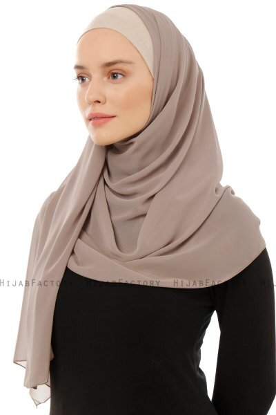 Alara Plain - Hijab Chiffon One Piece Taupe Clair