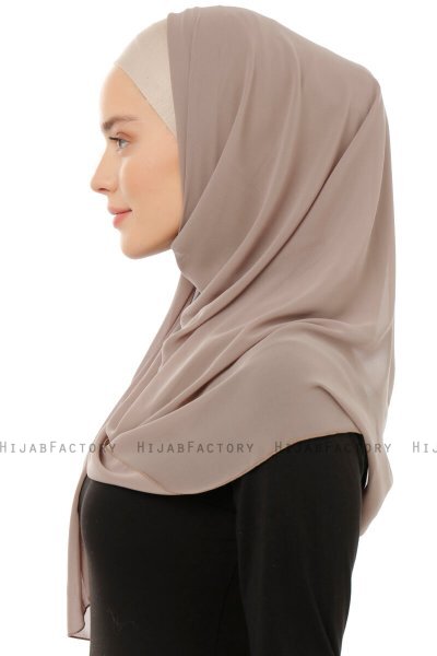 Alara Plain - Hijab Chiffon One Piece Taupe Clair