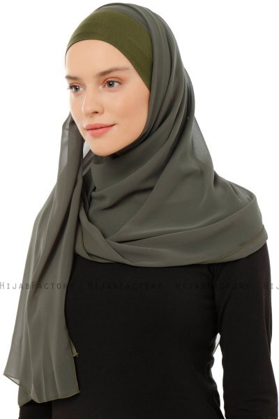 Alara Plain - Hijab Chiffon One Piece Kaki