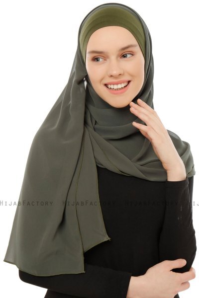 Alara Plain - Hijab Chiffon One Piece Kaki