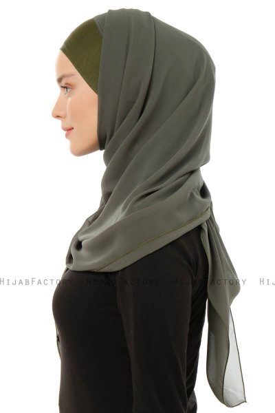Alara Plain - Hijab Chiffon One Piece Kaki