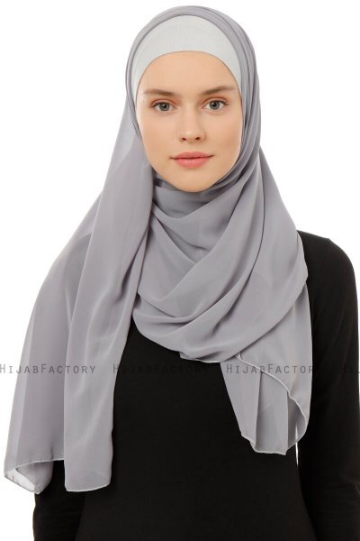 Alara Plain - Hijab Chiffon One Piece Gris Foncé