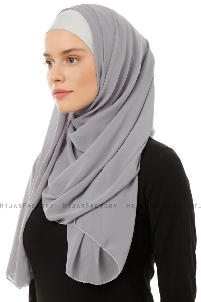 Alara Plain - Hijab Chiffon One Piece Gris Foncé
