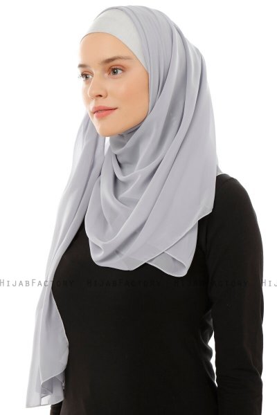 Alara Plain - Hijab Chiffon One Piece Gris Clair