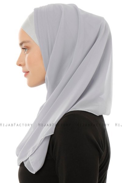 Alara Plain - Hijab Chiffon One Piece Gris Clair
