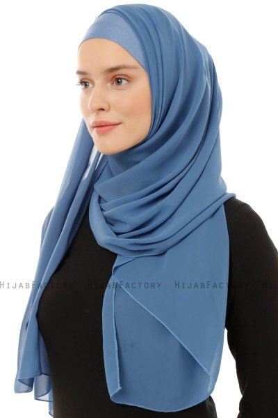 Alara Plain - Hijab Chiffon One Piece Indigo