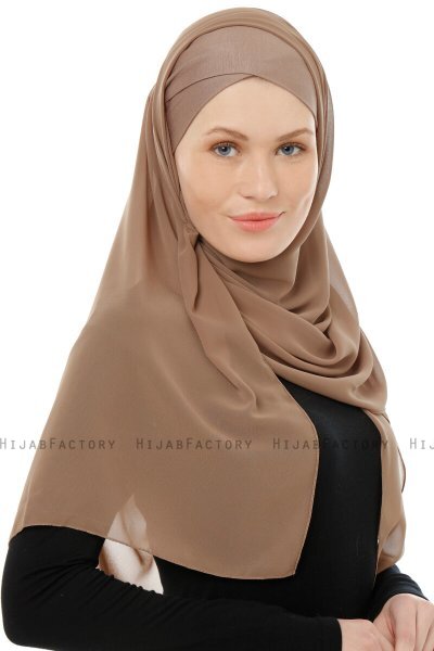 Alara Cross - Hijab Chiffon One Piece Taupe Foncé