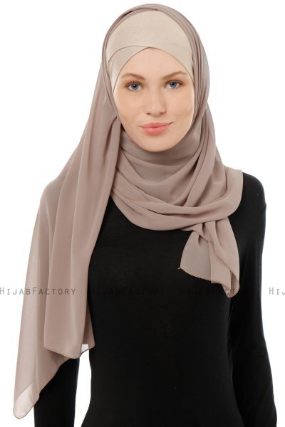 Alara Cross - Hijab Chiffon One Piece Taupe Clair