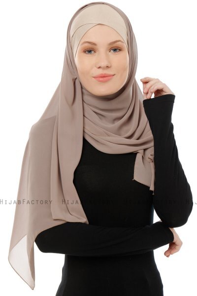 Alara Cross - Hijab Chiffon One Piece Taupe Clair