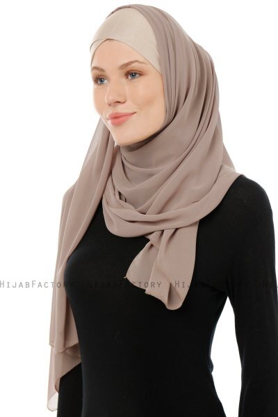 Alara Cross - Hijab Chiffon One Piece Taupe Clair