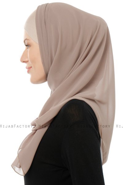 Alara Cross - Hijab Chiffon One Piece Taupe Clair