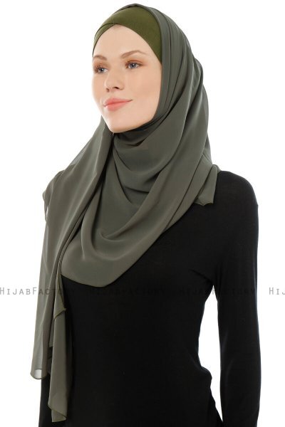 Alara Cross - Hijab Chiffon One Piece Kaki