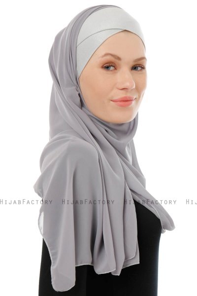 Alara Cross - Hijab Chiffon One Piece Gris Foncé
