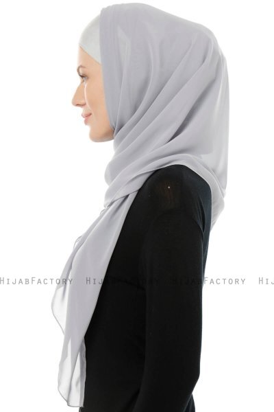 Alara Cross - Hijab Chiffon One Piece Gris Clair