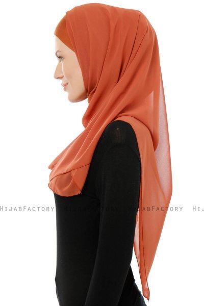 Alara Cross - Hijab Chiffon One Piece Rouge Brique