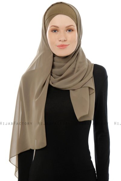 Alara Cross - Hijab Chiffon One Piece Olive Verte