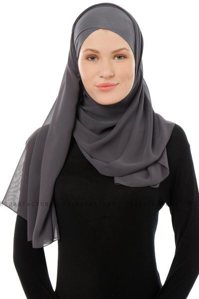 Alara Cross - Hijab Chiffon One Piece Anthracite