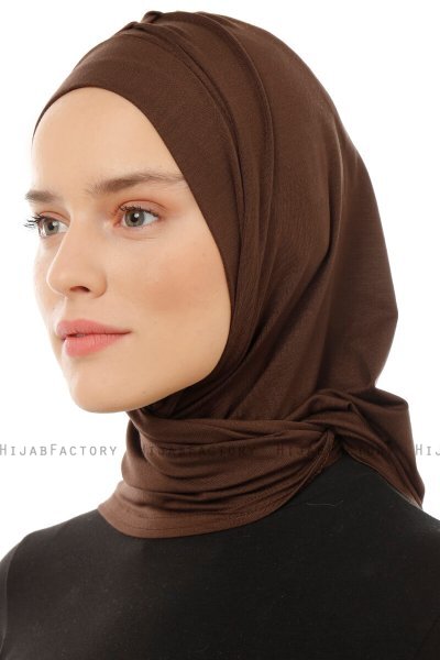 Isra Plain - Hijab One-Piece Viscose Marron
