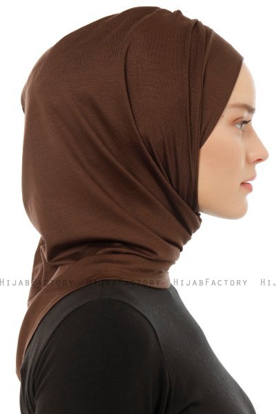 Isra Plain - Hijab One-Piece Viscose Marron