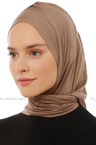 Isra Plain - Hijab One-Piece Viscose Taupe Foncé