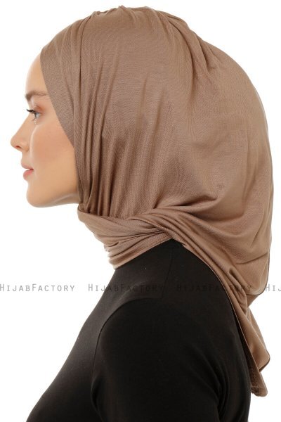 Isra Plain - Hijab One-Piece Viscose Taupe Foncé