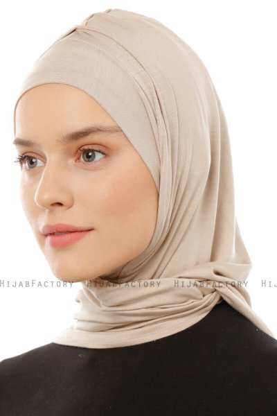 Isra Plain - Hijab One-Piece Viscose Taupe Clair