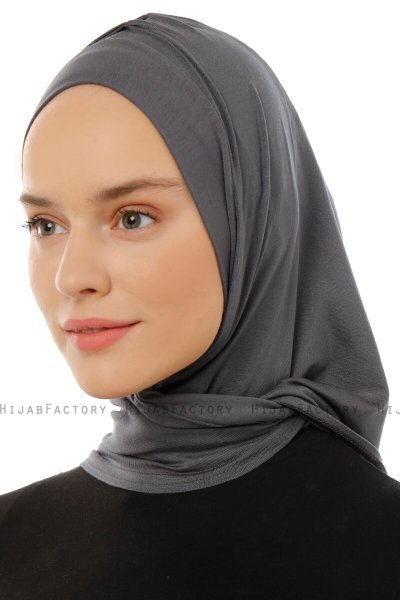 Isra Plain - Hijab One-Piece Viscose Gris Foncé