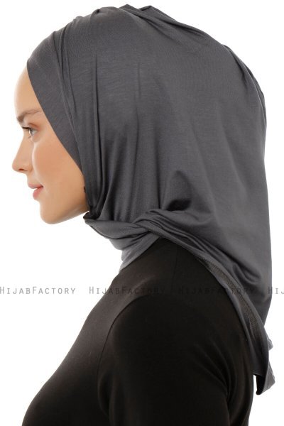 Isra Plain - Hijab One-Piece Viscose Gris Foncé