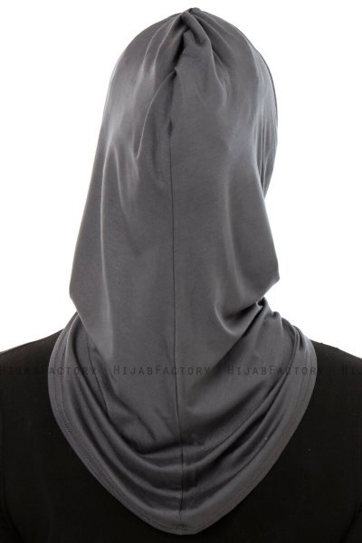 Isra Plain - Hijab One-Piece Viscose Gris Foncé