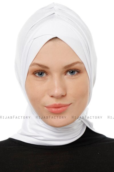 Isra Cross - Hijab One-Piece Viscose Blanc