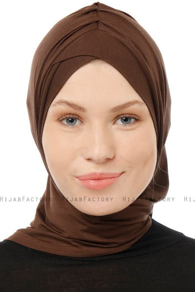 Isra Cross - Hijab One-Piece Viscose Marron