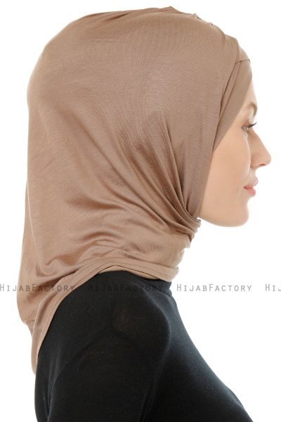 Isra Cross - Hijab One-Piece Viscose Taupe Foncé