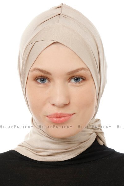 Isra Cross - Hijab One-Piece Viscose Taupe Clair