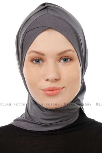 Isra Cross - Hijab One-Piece Viscose Gris Foncé