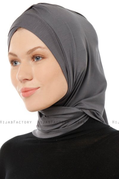 Isra Cross - Hijab One-Piece Viscose Gris Foncé