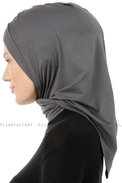 Isra Cross - Hijab One-Piece Viscose Gris Foncé