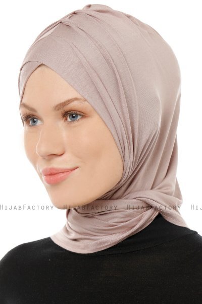 Isra Cross - Hijab One-Piece Viscose Gris Pierre