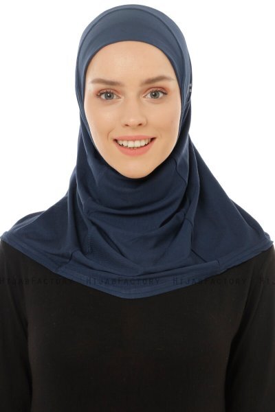 Hanfendy Plain Logo - Hijab One-Piece Bleu Marin