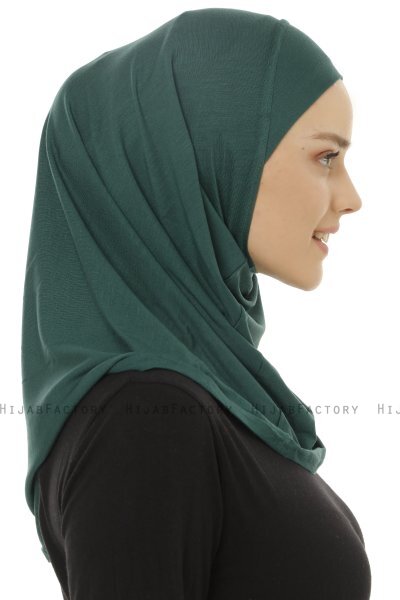 Hanfendy Plain Logo - Hijab One-Piece Vert Foncé