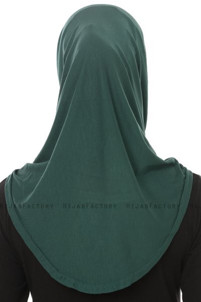 Hanfendy Plain Logo - Hijab One-Piece Vert Foncé